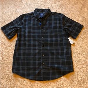 Men’s Black and Gray Plaid Button Down Shirt